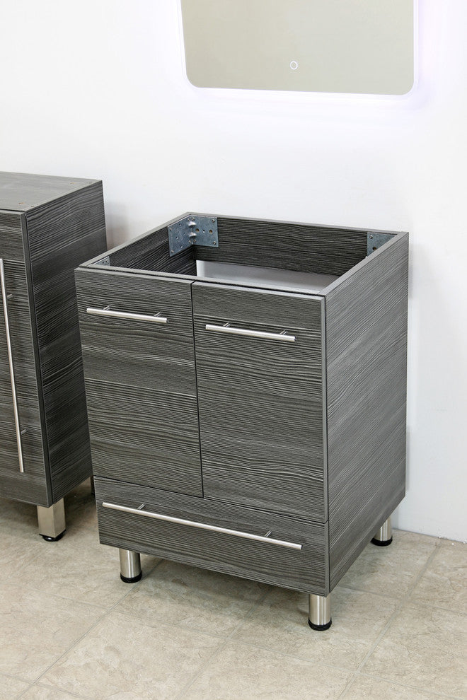 Windbay 24" Freestanding Vanity, Dark Gray, White Stone Countertop