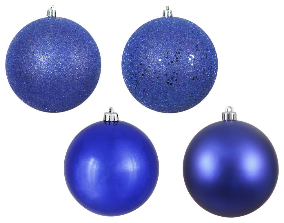 Vickerman N591222A 4.75" Cobalt 4-Finish Ball Ornament Assortment, 4 Per Box