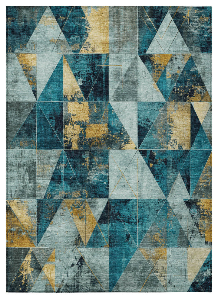 Machine Washable Indoor/Outdoor Chantille ACN1888 Teal 9' x 12' Rug