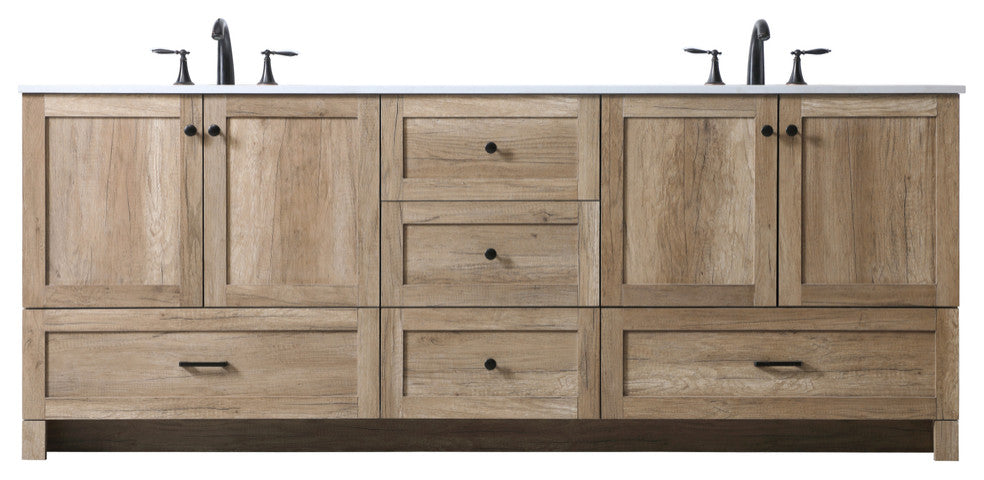 60" Double Bathroom Vanity, Natural Oak, 84