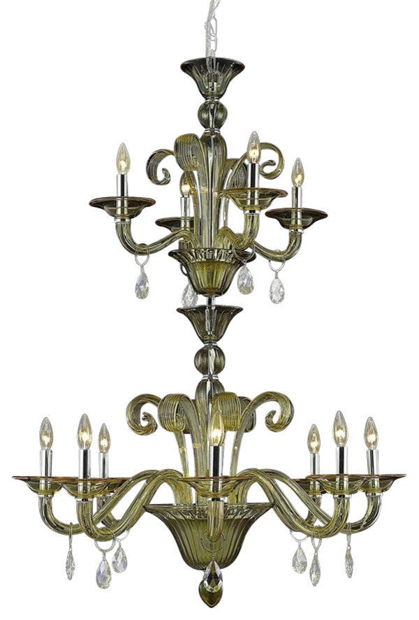 Elegant Muse Foyer Hall Light, Yellow Finish With Royal Cut Crystal