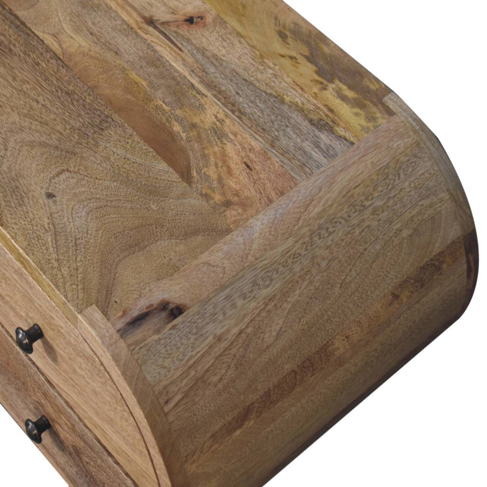 Oak-ish Circular Media Unit With 2 Open Slots