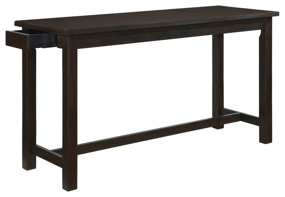 4 Pieces Pub Set, Cushioned Stools & Large Table With Charging Station, Espresso