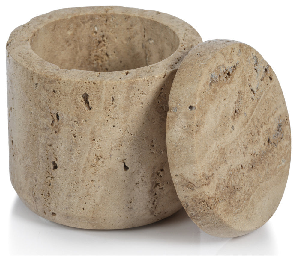 Scotia Travertine Marble Lidded Canister