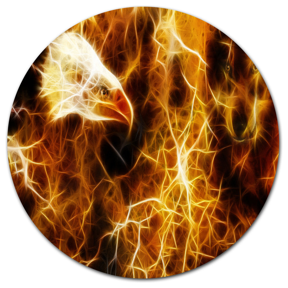 Wolf And Eagle Collage, Animal Round Wall Art, 36"