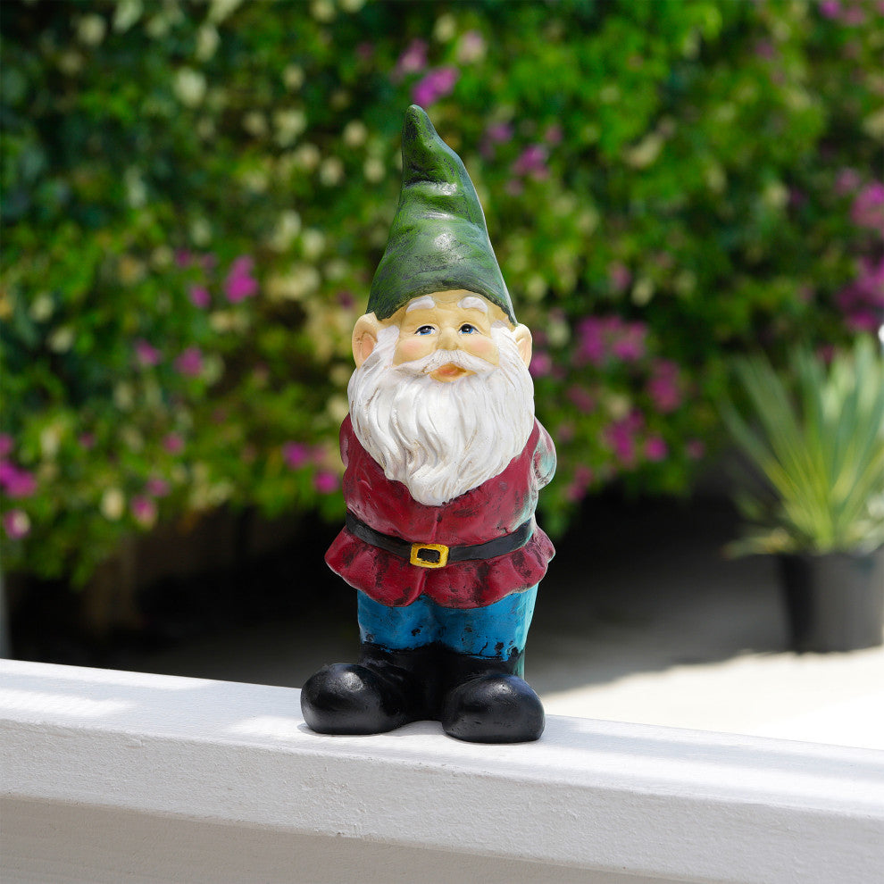 Bearded Garden Gnome Statue with Green Hat