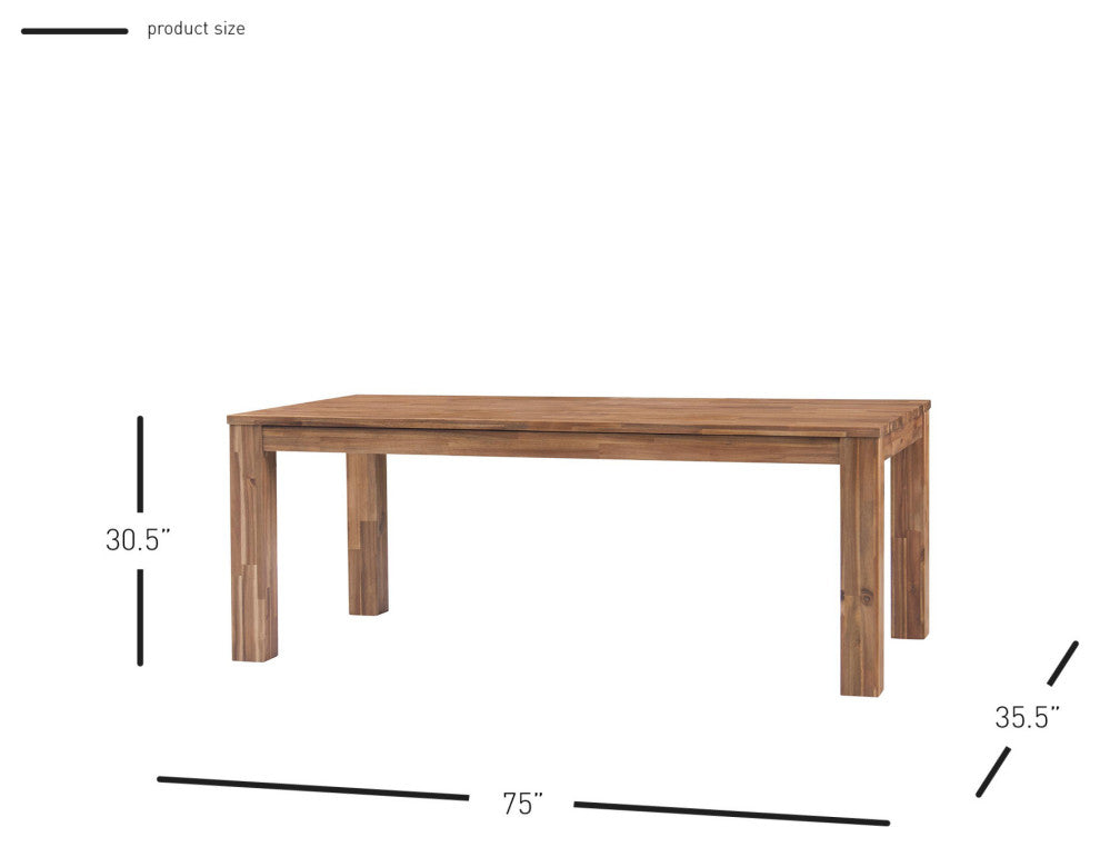 Bedford KD 75" Rect. Dining Table Square Legs, Brushed Brown