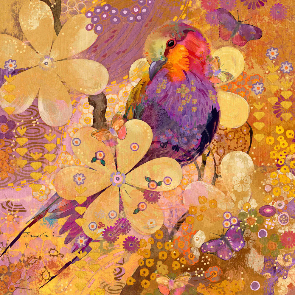"Lilac Roller Bird" Painting Print on Canvas by Evelia