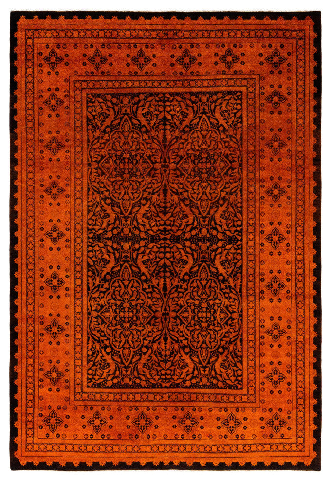 Overdyed One-of-a-Kind Hand-Knotted Area Rug Orange, 6' 4" x 9' 6"