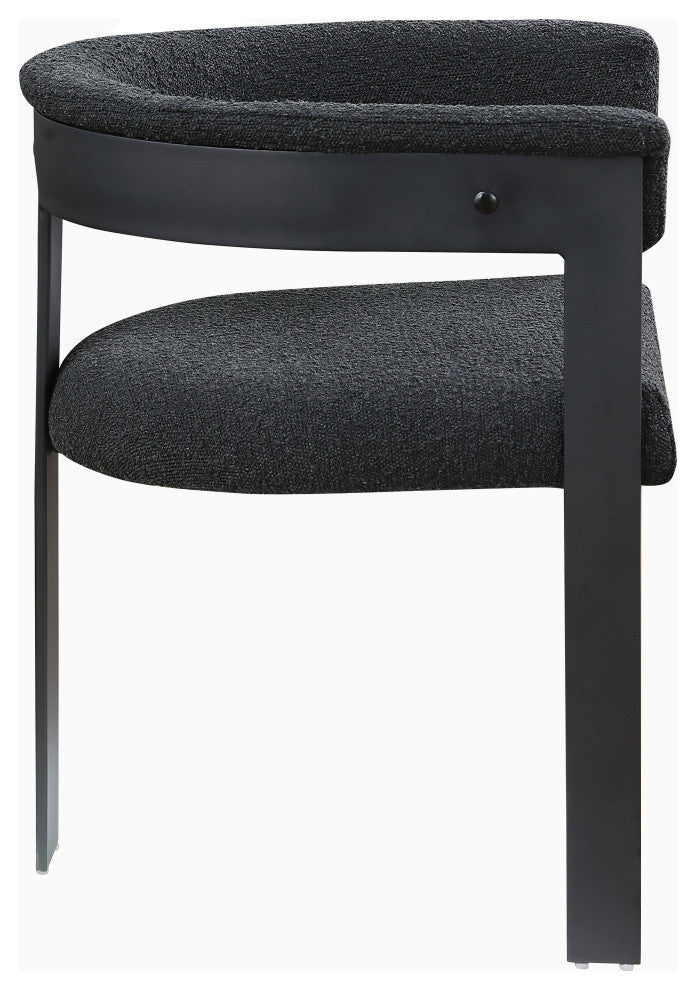 Romeo Upholstered Dining Chair, Set of 2, Black, Boucle Fabric, Matte Black