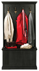 Coastal Hall Tree with Storage Bench, Antique Black, With Hall Tree Top
