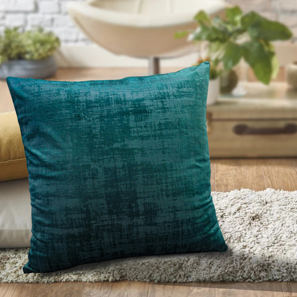 Serenta Textured Velvet Pillow Shell, Set of 4, Deep Teal