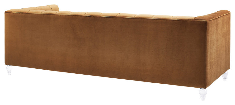 Bea Cognac Velvet Sofa