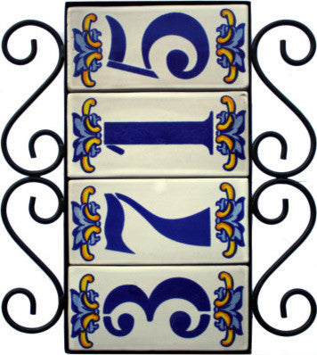 Wrought Iron House Number Frame Villa 4