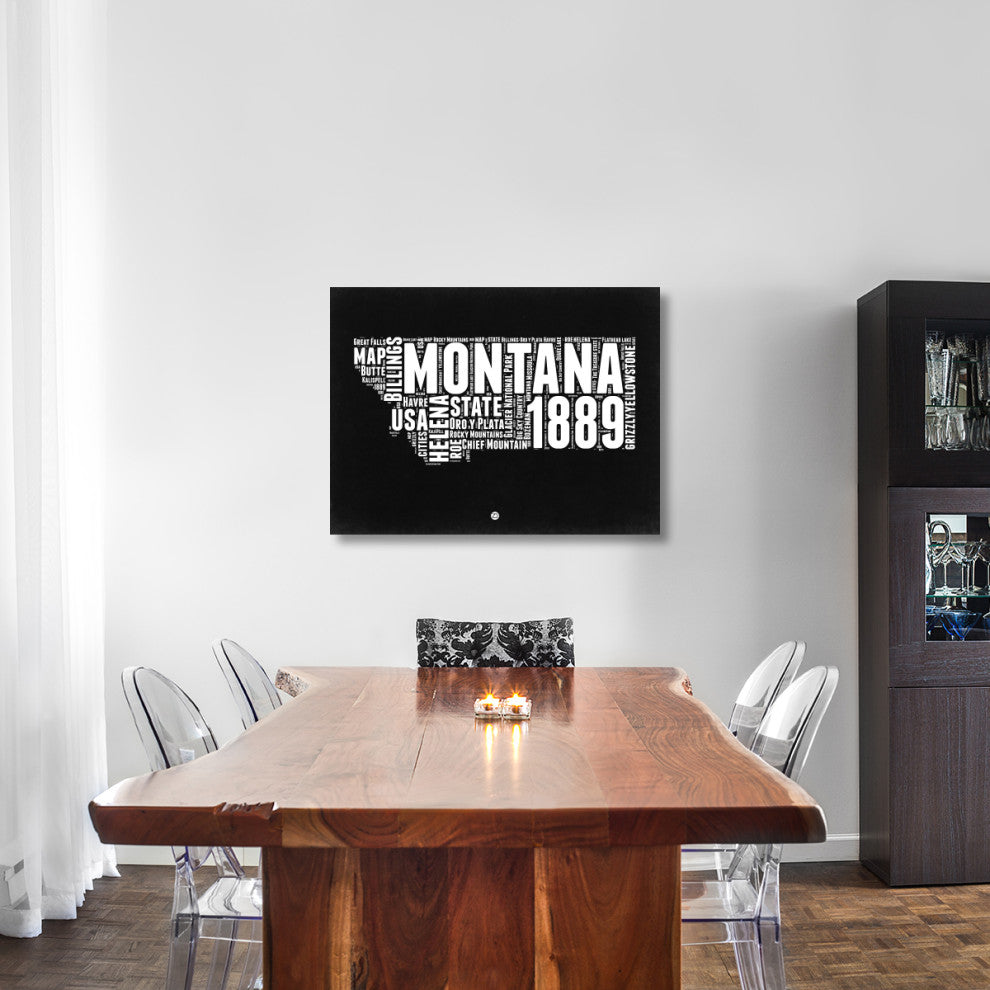 "Montana Black and White Map" Fine Art Print