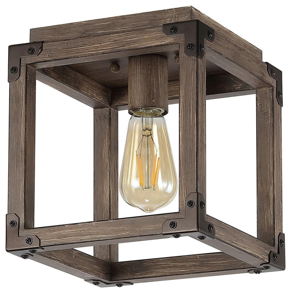 Magnolia Iron LED Flush Mount, Brown, 8"