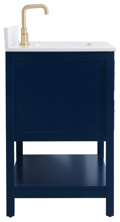 Skylar 42" Single Bathroom Vanity, Blue, With Backsplash