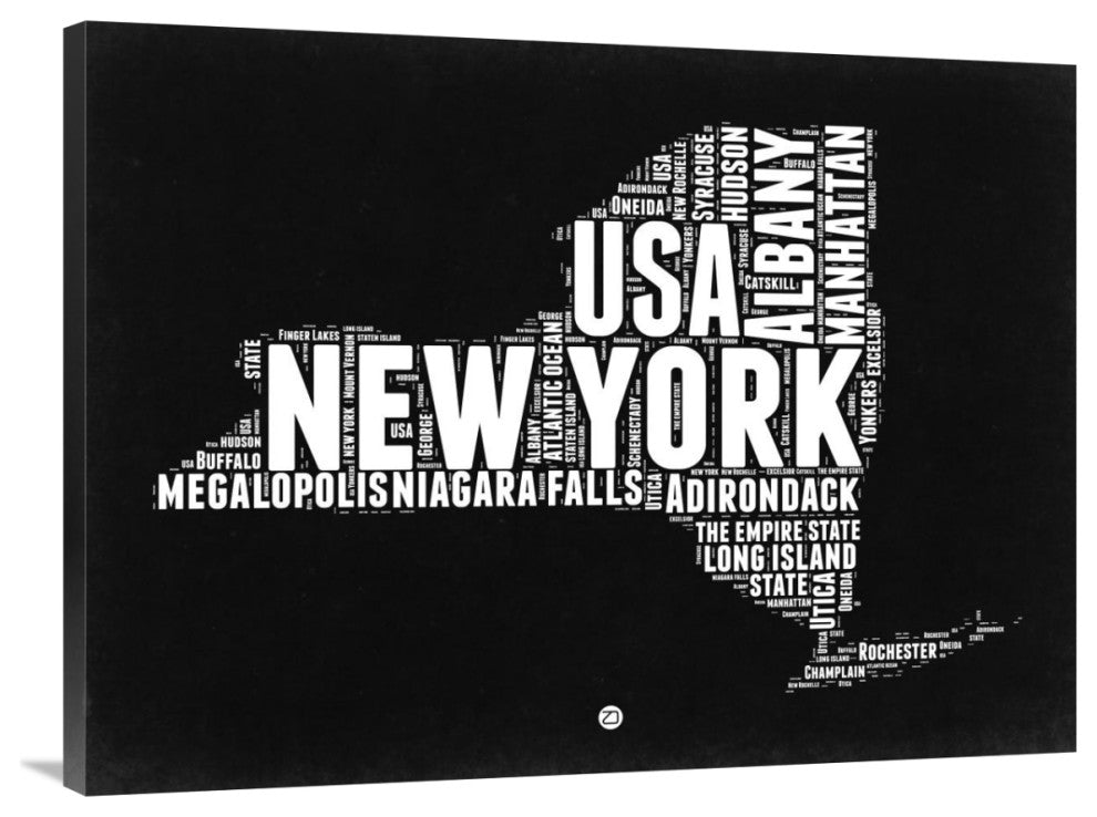 "New York Black and White Map" Fine Art Print