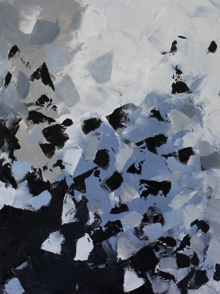 40"x30" Black white grey abstract art Original Large Modern Painting wall decor