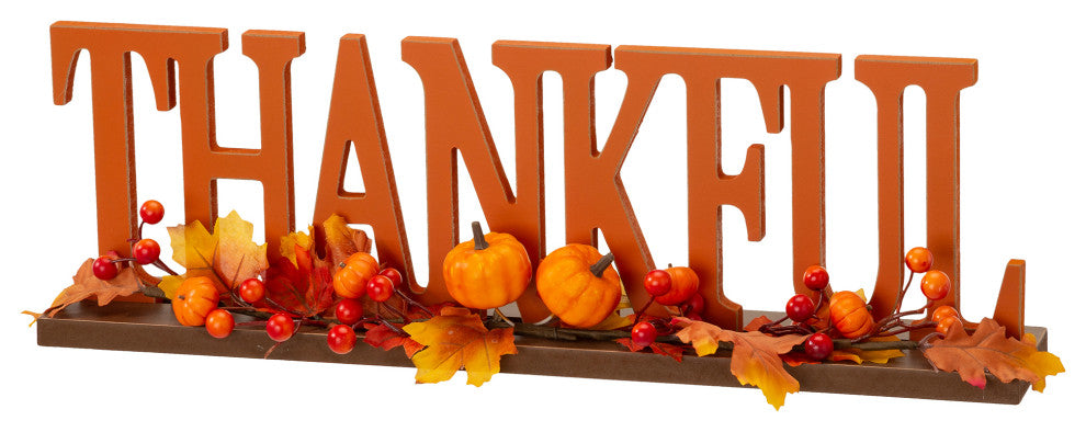 20"L "THANKFUL" Wooden Table Decor