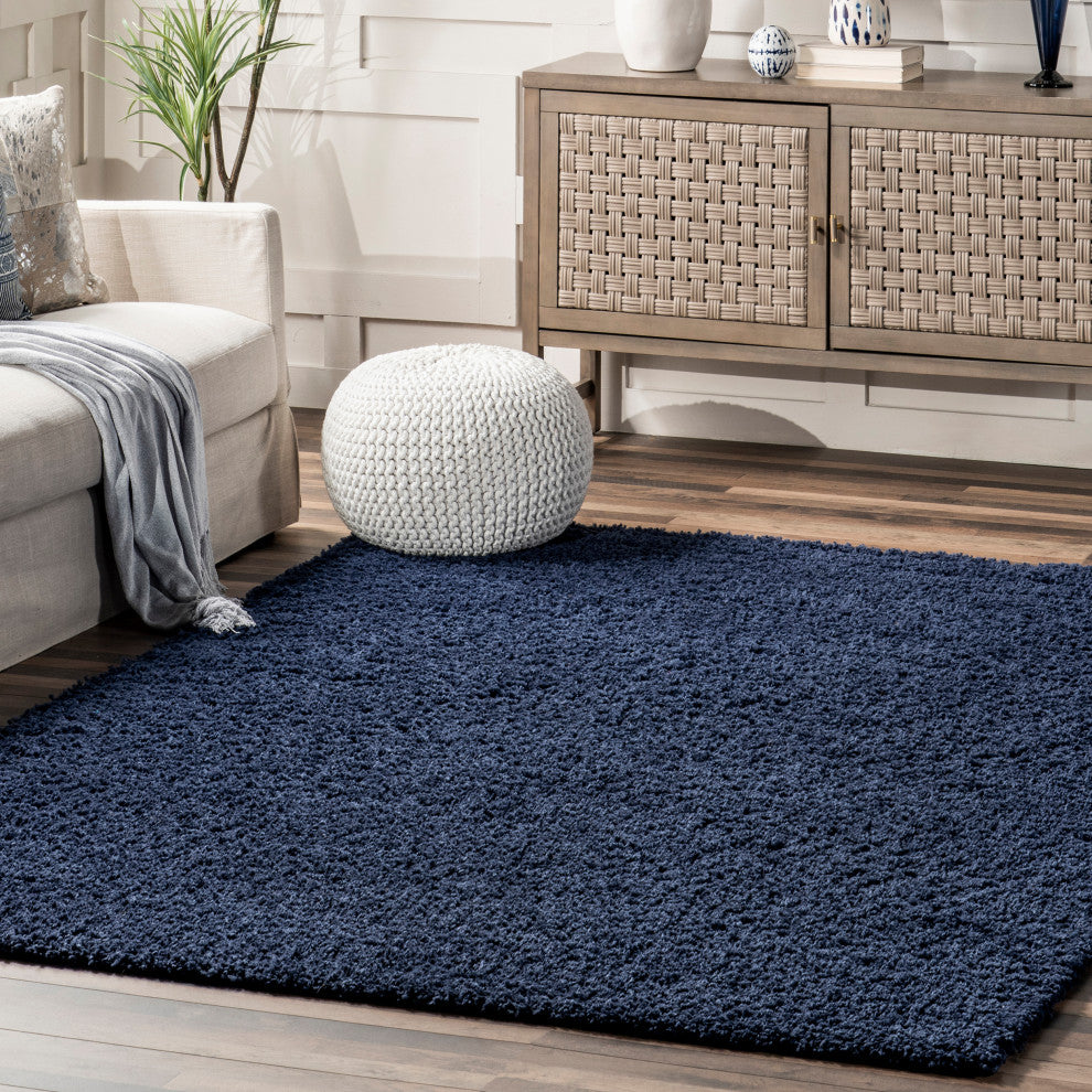 Nuloom Cozy Soft and Plush Solid Easy Shag Area Rug, Navy 5'3"x8'