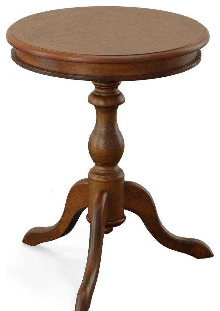 Anna Pedestal Base Accent Table, Chestnut