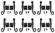 Black Shutter Dog Rat Tail Hand Forged Iron Rustproof Finish Set of 6