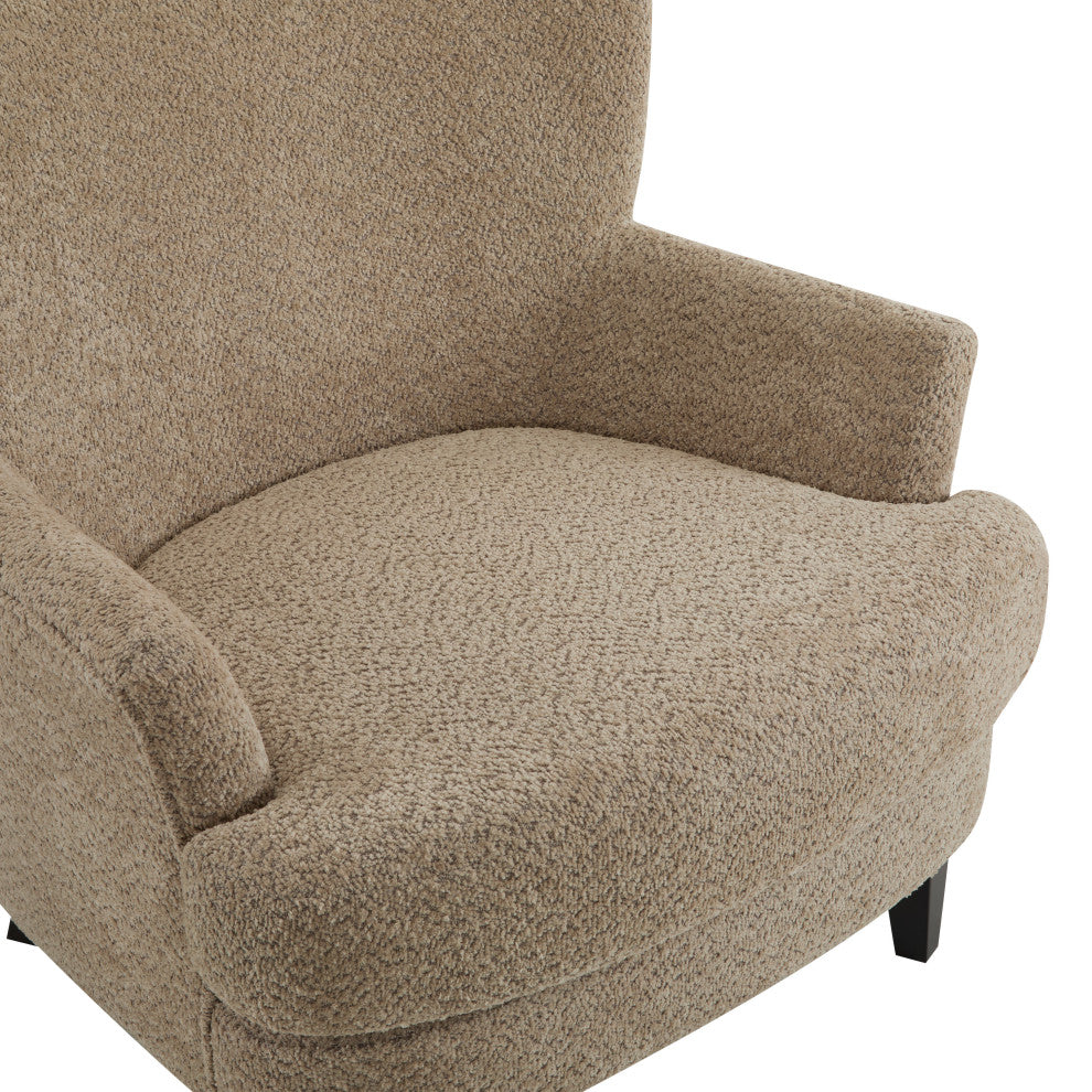 Gerald Boucle Upholstered Club Chair and Ottoman Set, Brown