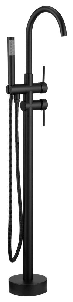 Freestanding Bathtub Faucet Hand Shower Floor-Mount High-arc Tub Faucet 2-Handle