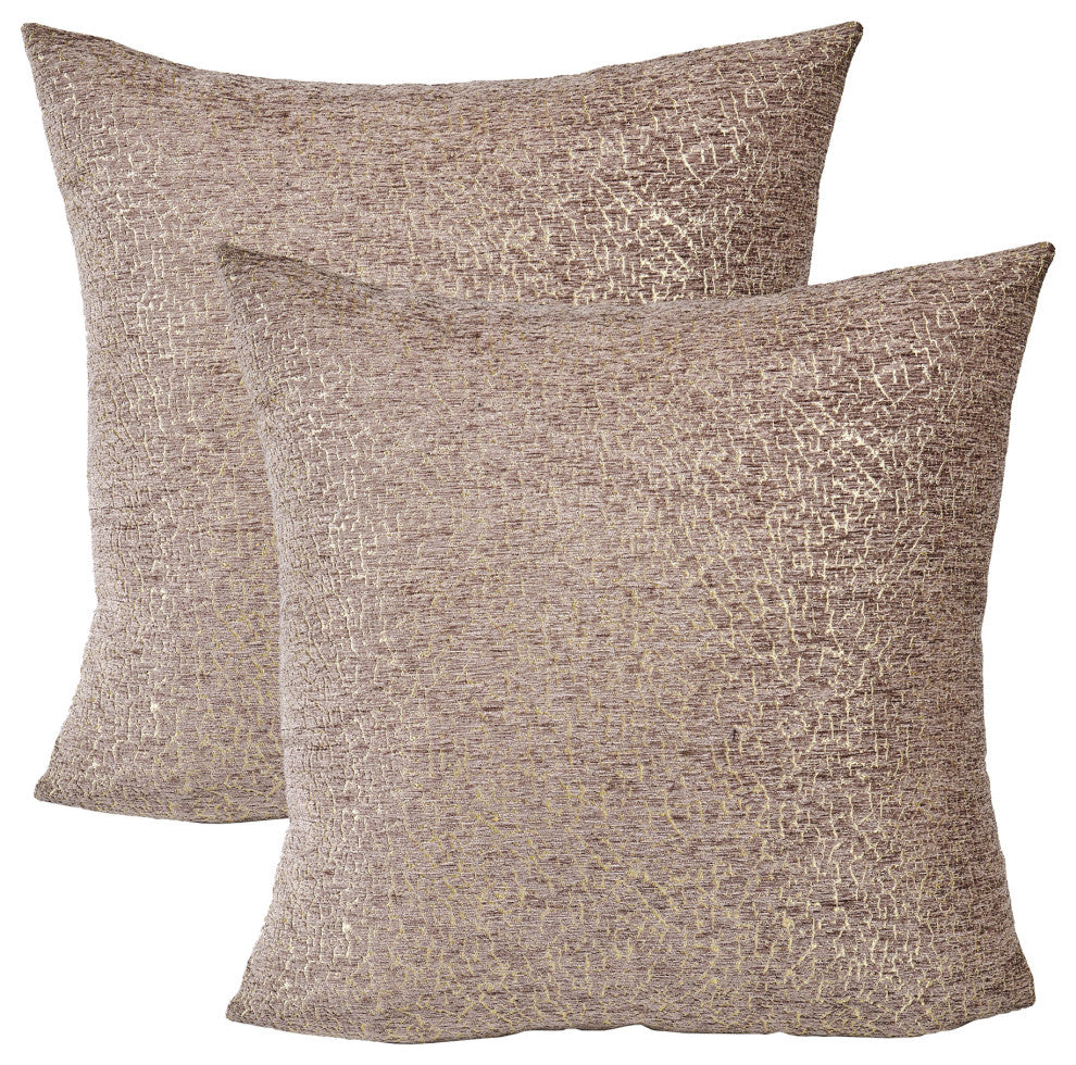 Babati Jacquard Chenille, Set of 2, Light Brown, 20"x20"