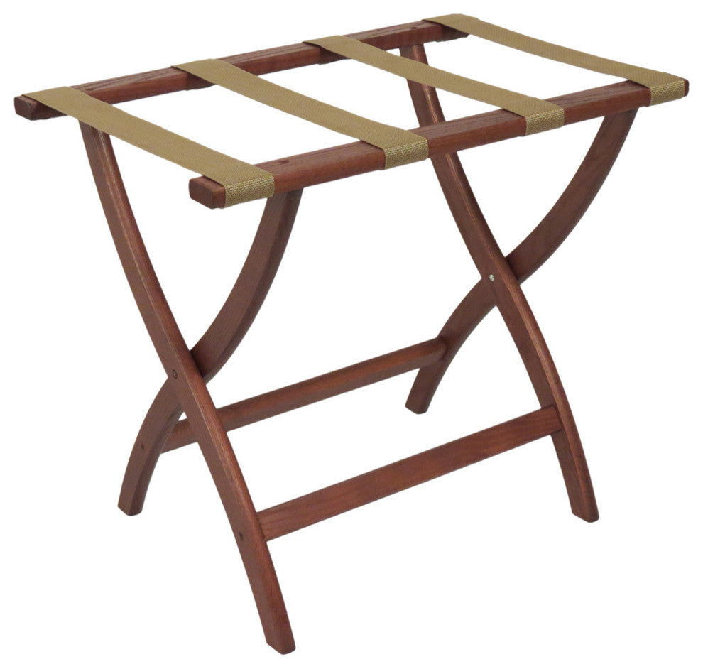 Designer Curve Leg Luggage Rack, Mahogany