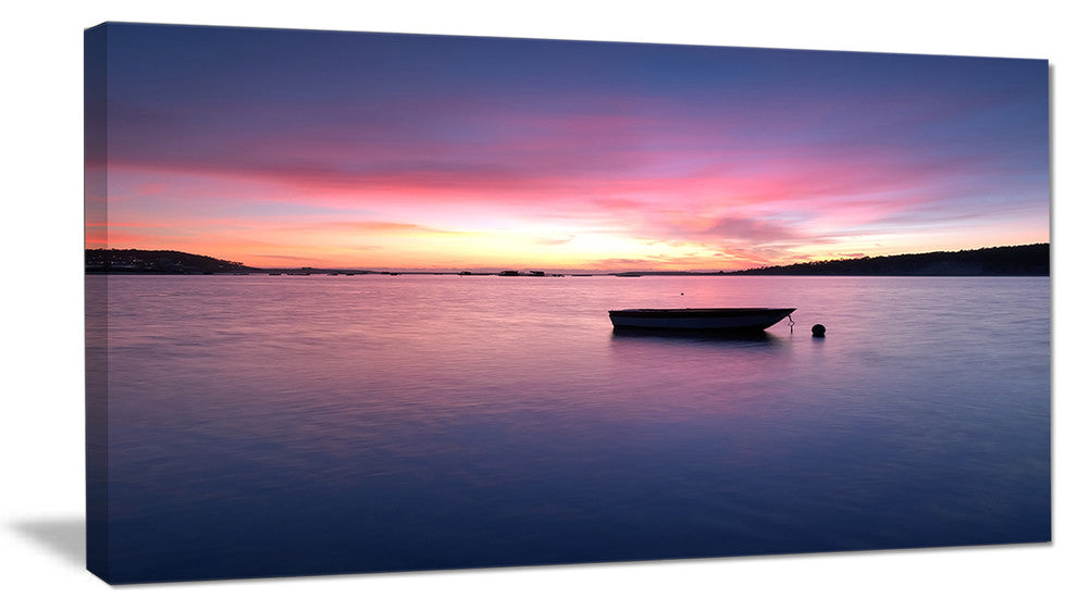 "Lagoa De Albufeira Seascape Portugal" Contemporary Seascape Art Canvas, 32"x16"