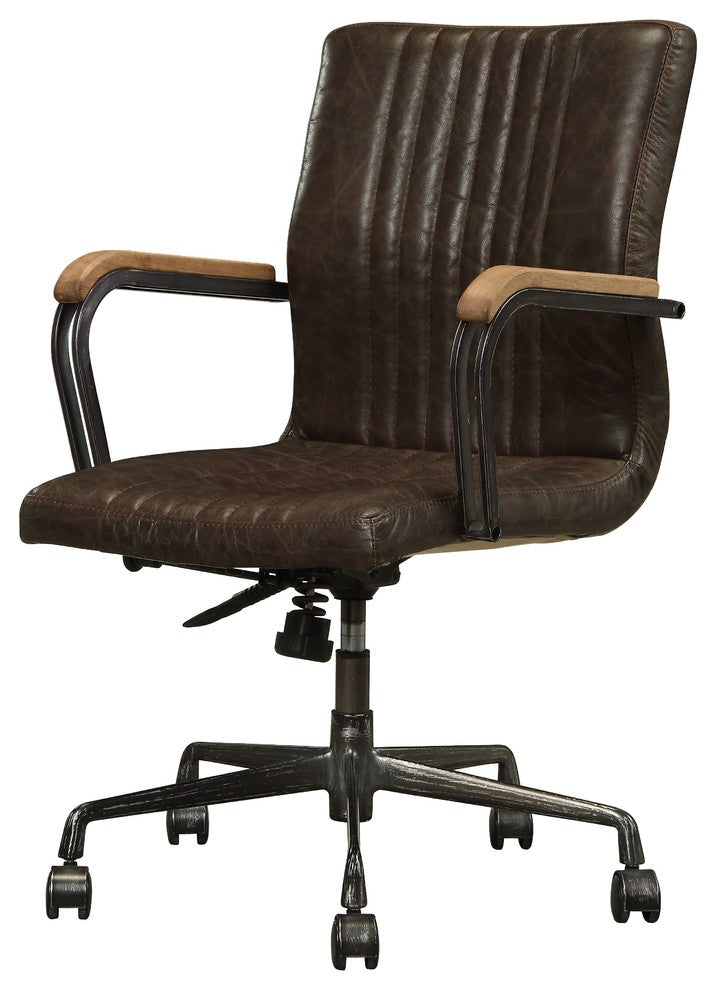 ACME Joslin Executive Office Chair, Distress Chocolate Top Grain Leather