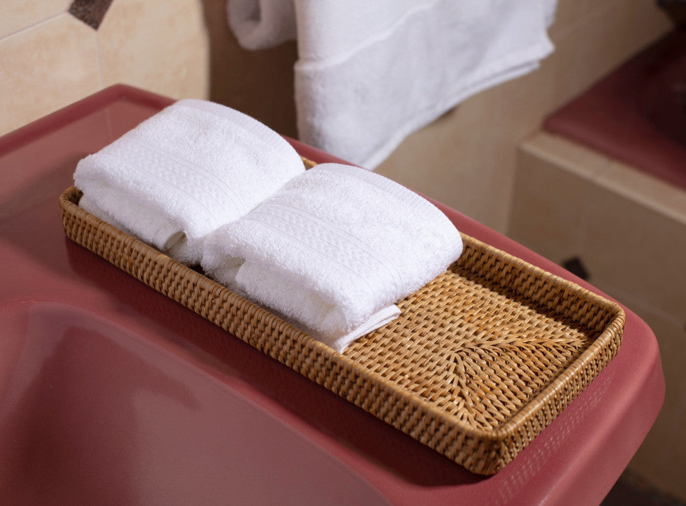 Artifacts Rattan™ Rectangular Vanity Tray, Honey Brown