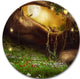 Enchanted Cave With Flowers, Landscape Digital Disc Metal Artwork, 23"
