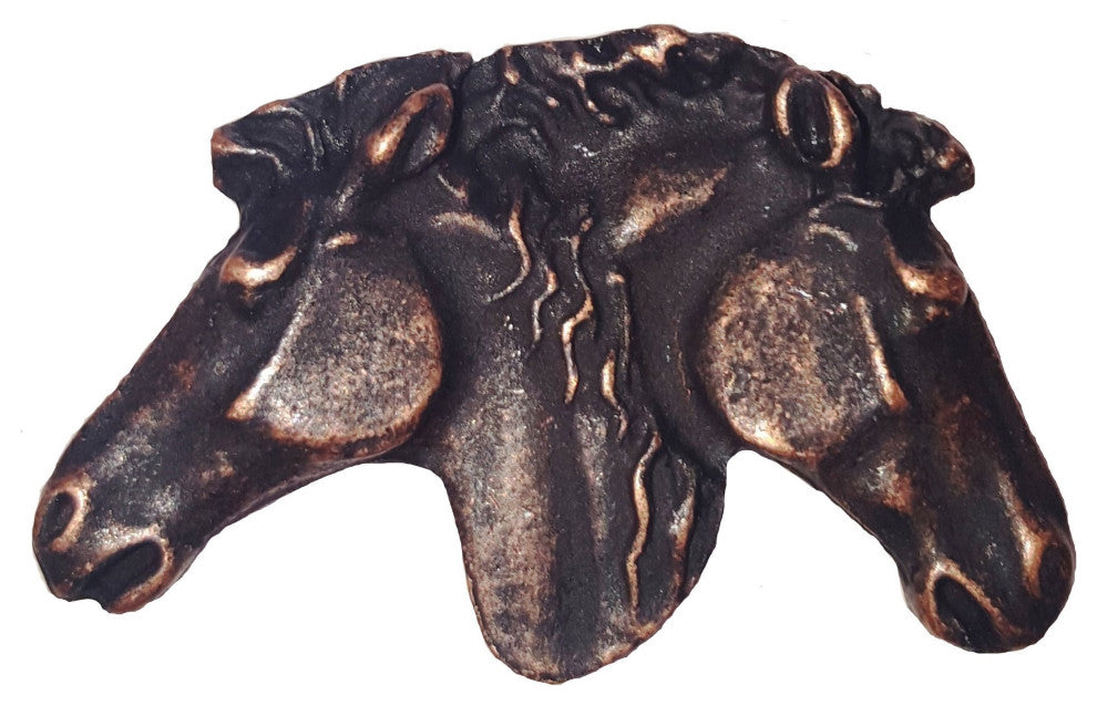 Dual Horse Heads Cabinet Knob, Oil Rubbed Bronze