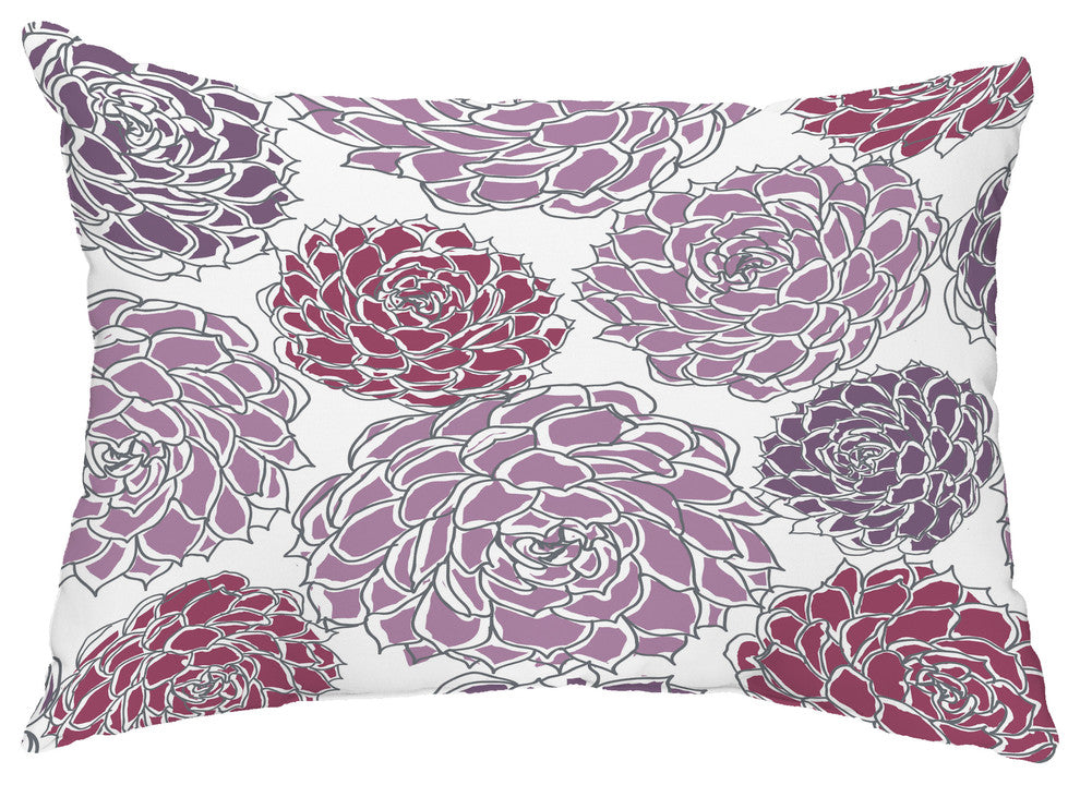 Olivia 14"x20" Floral Decorative Outdoor Pillow, Purple
