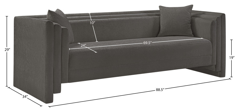 Everett Upholstered Sofa, Grey, Chenille Fabric