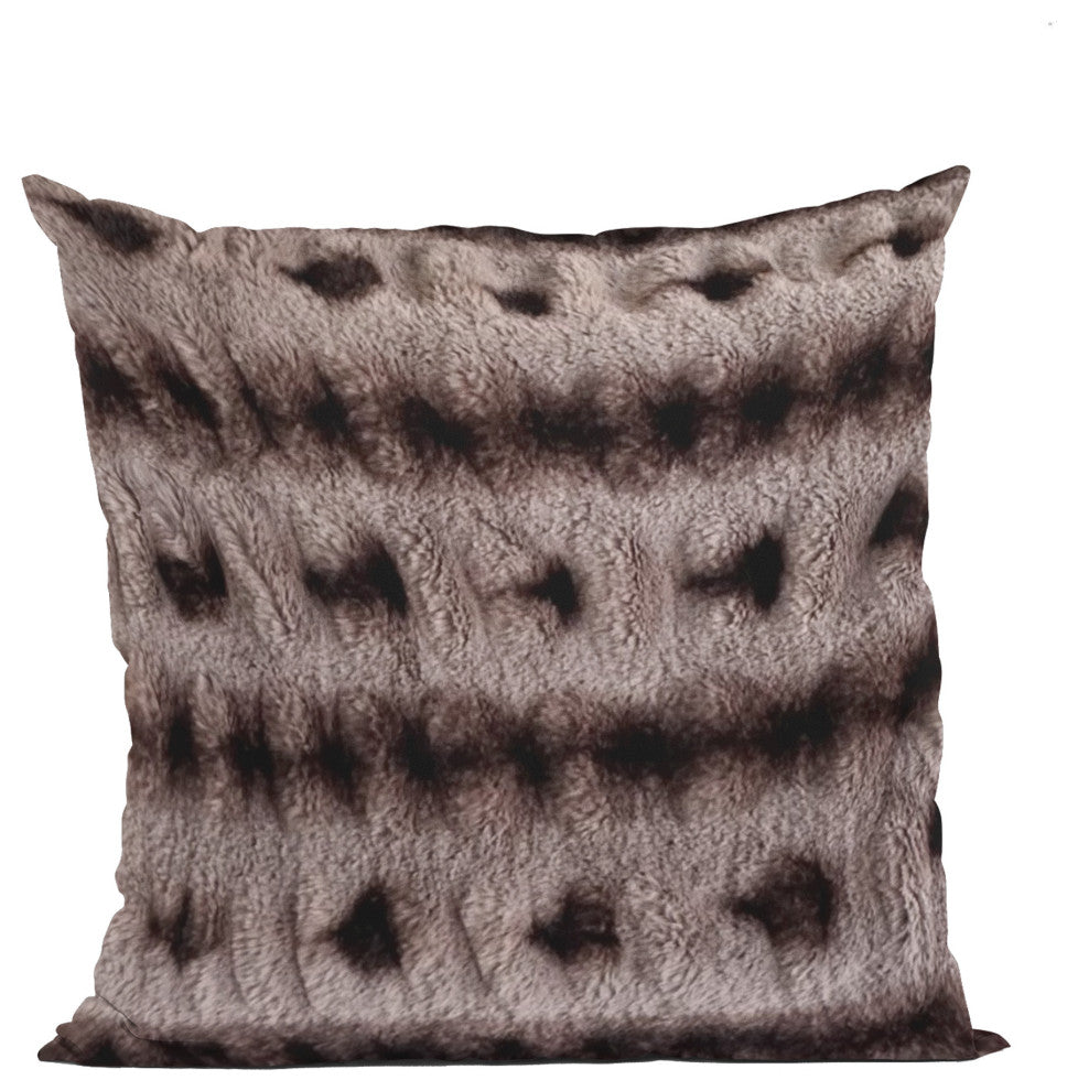 Plutus Brown Fluffy Bunni Faux Fur Luxury Throw Pillow, Brown, 26" x 26"