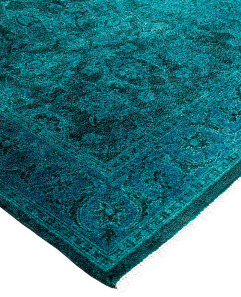 Overdyed One-of-a-Kind Hand-Knotted Area Rug Green, 3' 1" x 5' 2"