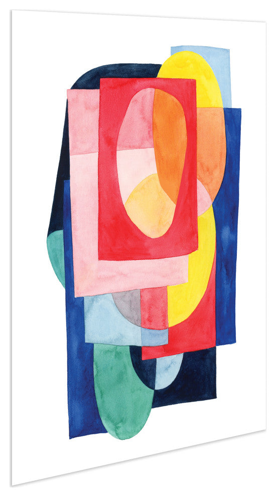 Colorful Abstract Wall Art Printed on Frameless Free Floating Tempered Glass
