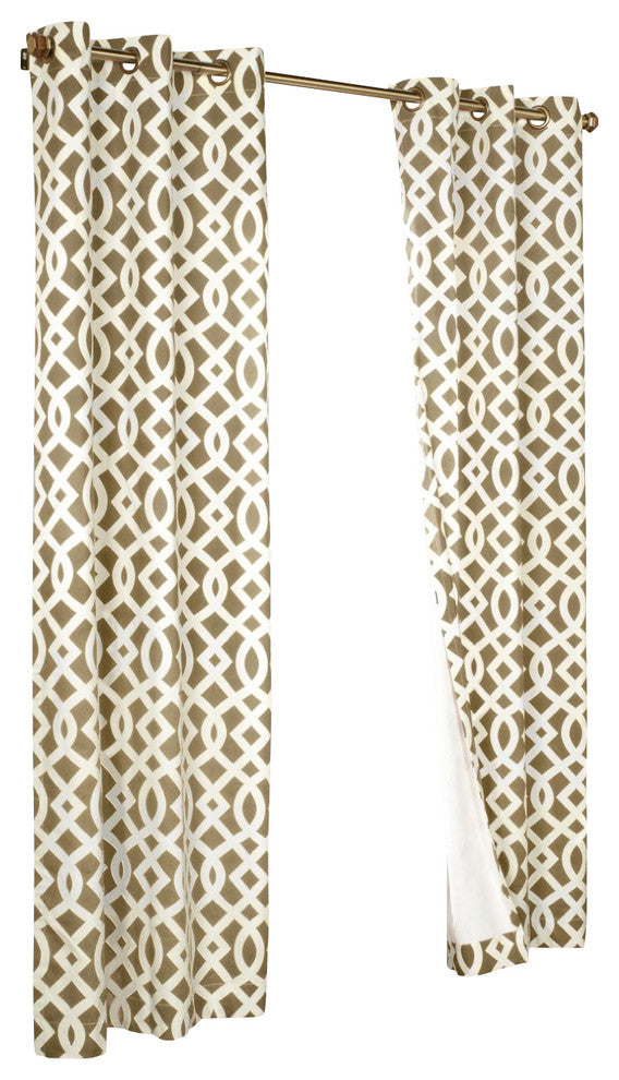 Pair of Thermal Insulated Grommet Top Curtains, Khaki, 80"w X 63"l