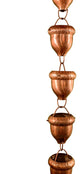 Acorn Cups Copper Rain Chain With Installation Kit, 15'