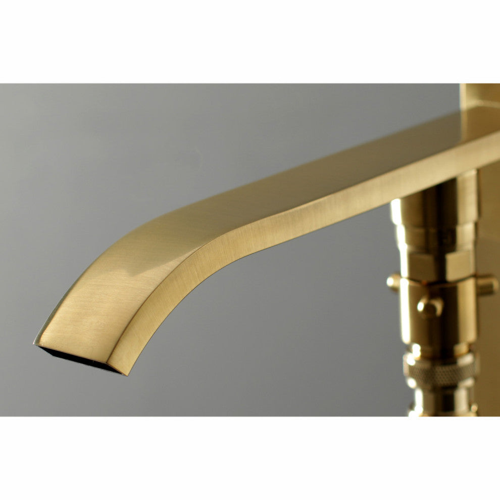 Kingston Brass Freestanding Tub Faucet With Hand Shower, Brushed Brass