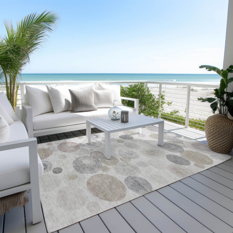 Machine Washable Indoor/Outdoor Chantille ACN1896 Taupe 10' x 14' Rug