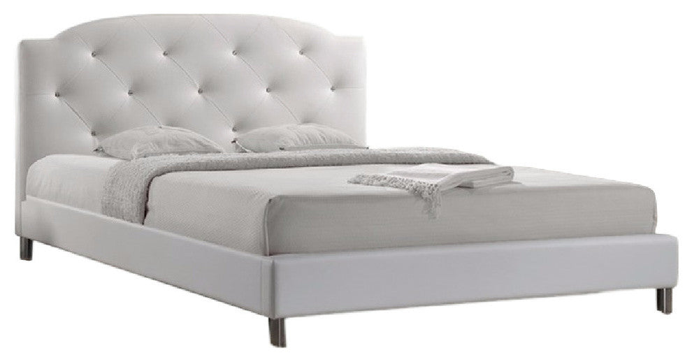 Canterbury Leather Contemporary Bed, White, Full