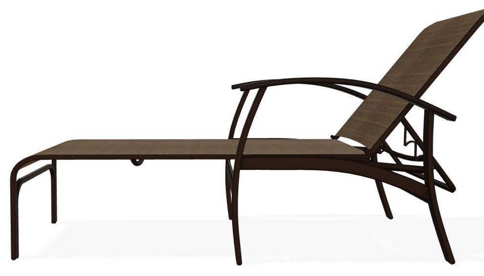 Belle Isle Sling 4-Position Outdoor Chaise Lounge, Bark/Kona