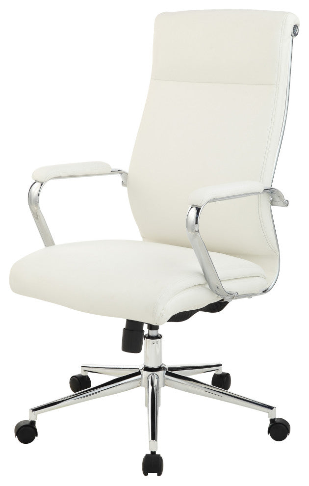 High Back Manager's Office Chair With Dillon Snow Fabric and Chrome Base
