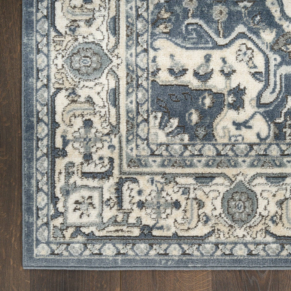 Nourison Quarry 2'2" x 7'6 Navy Ivory Vintage Indoor Rug