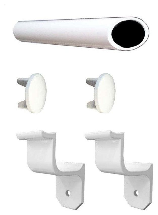 Aluminum 3' Exterior ADA Handrail Kit Includes 2 Wall Brackets, White